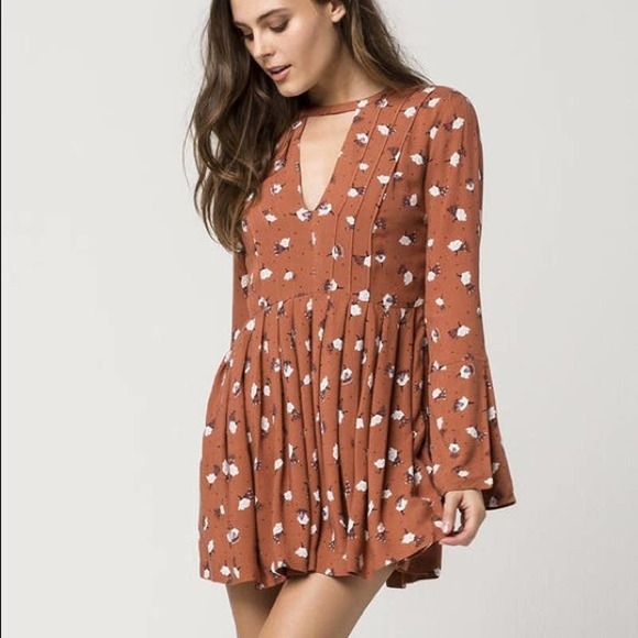 Free People Dresses & Skirts - Free People Tegan Printed Boho Dress Size 6 Orange